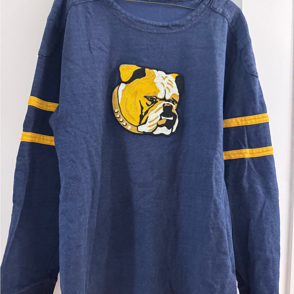 Ralph Lauren Overzied Crewneck Long Sleeve Shirt with Bulldog Patch